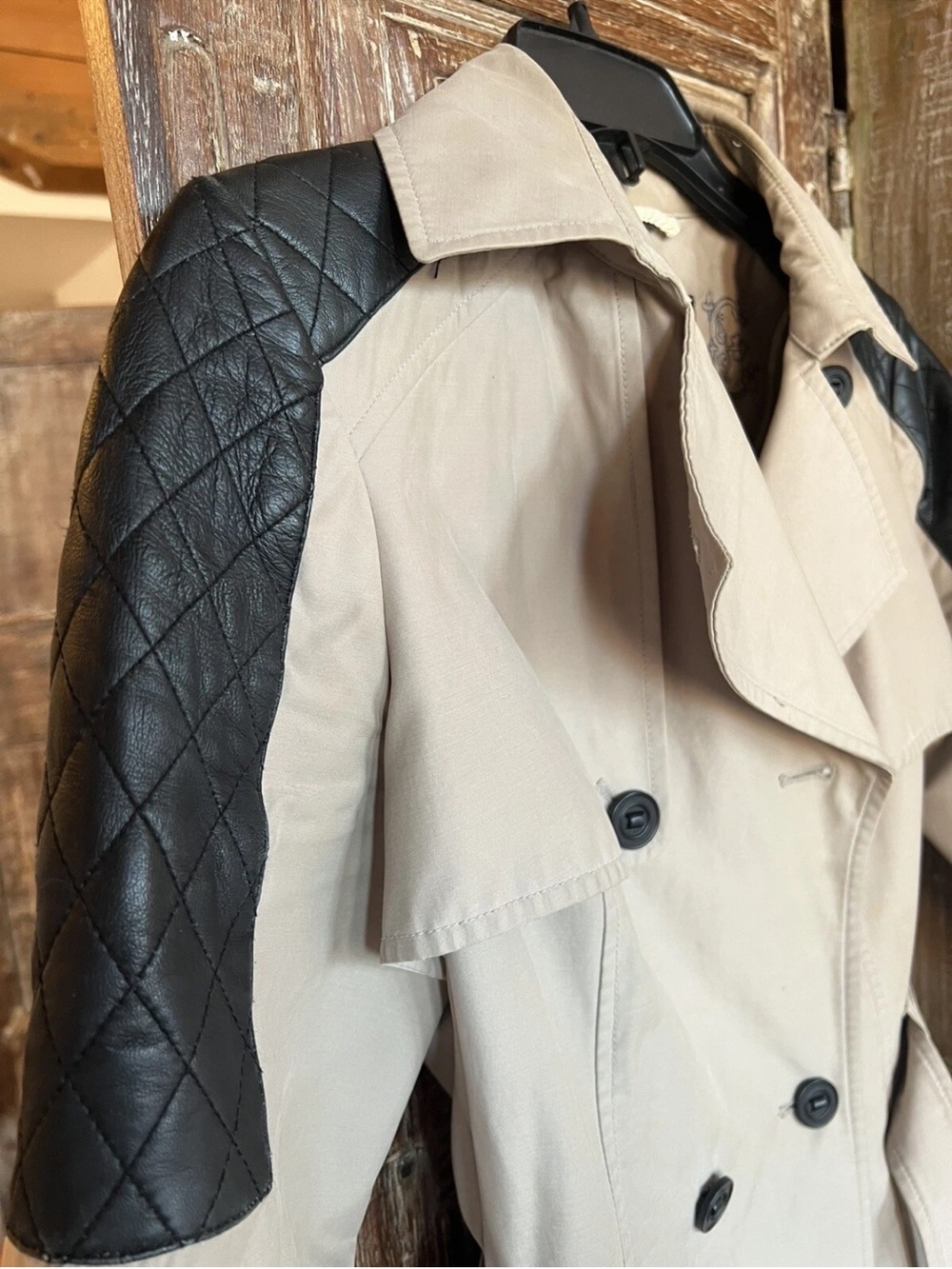 Mackage Lilith Trench Coat Leather Shoulders S - Picture 3 of 14